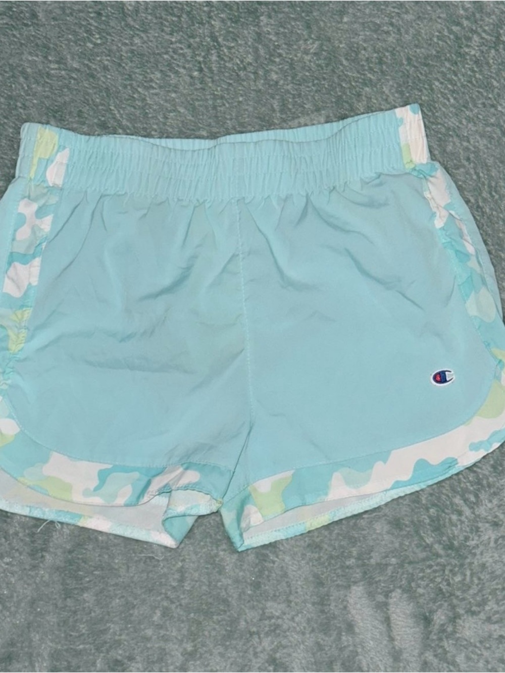 Champion Light Aqua Girls' Athletic Shorts with Camouflage Trim
